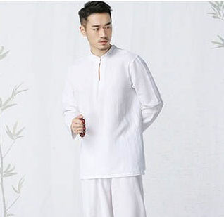 Bộ quần áo Phật tử, trang phục đi chùa, ngồi thiền nam, vải đũi cao cấp, màu trắng, ghi, be, đỏ đô, nhiều size, cắt may theo yêu cầu. Bộ An Đức nam