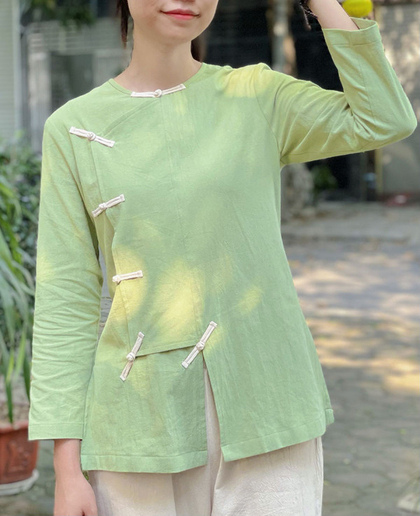 Bộ quần áo đi lễ chùa, áo lam đi chùa, trang phục đi chùa nữ, vải đũi, bộ vạt hò ngắn, màu trắng, lam, nâu, size S M L XL 2 XL hàng cao cấp, may theo yêu cầu