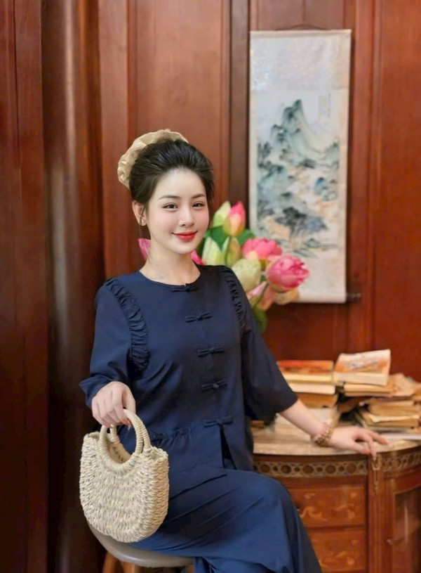 Bộ Pháp Phục, Đồ Lam Đi Chùa Nữ - Lụa Túi Tiền, Size S,M,L,XL