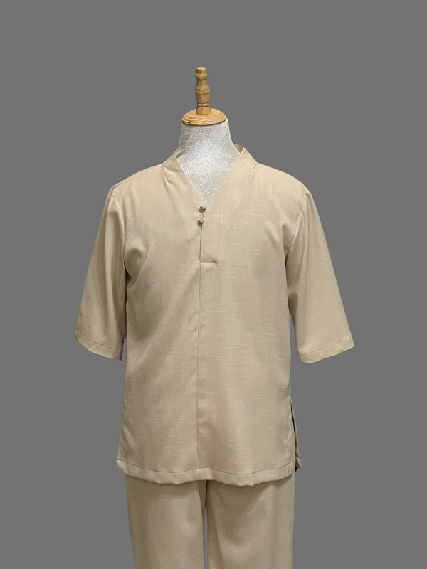 Bộ quần áo Phật tử, trang phục đi chùa, ngồi thiền nam, vải đũi cao cấp, màu trắng, ghi, be, đỏ đô, nhiều size, cắt may theo yêu cầu. Bộ Quang Minh