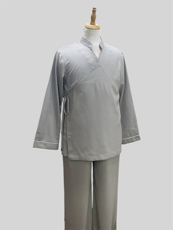 Bộ quần áo Phật tử, trang phục đi chùa, ngồi thiền nam, vải đũi cao cấp, màu trắng, ghi, be, đỏ đô, nhiều size, cắt may theo yêu cầu - Bộ Tùng Hạc Trường Xuân