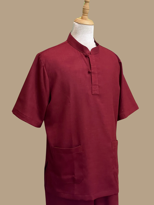 Bộ quần áo Phật tử, trang phục đi chùa, ngồi thiền nam, vải đũi cao cấp, màu trắng, ghi, be, đỏ đô, nhiều size, cắt may theo yêu cầu. Bộ An Khánh Nam