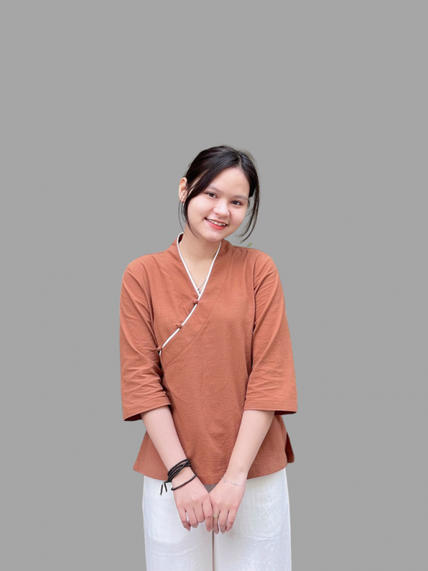 Bộ quần áo đi lễ chùa, áo lam đi chùa, trang phục đi chùa, ngồi thiền, nữ, vải đũi cao cấp, màu trắng, nâu, size S M L XL 2 XL may theo yêu cầu - Đan Nhiên