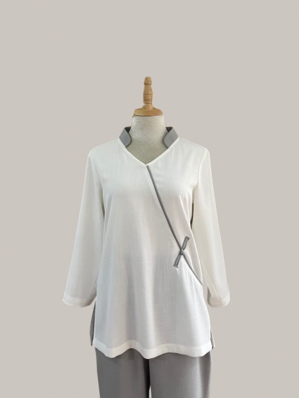 Bộ quần áo đi lễ chùa, áo lam đi chùa, trang phục đi chùa, ngồi thiền, nữ, cổ lá đề, vải đũi cao cấp, màu trắng, nâu, size S M L XL 2 XL may theo yêu cầu