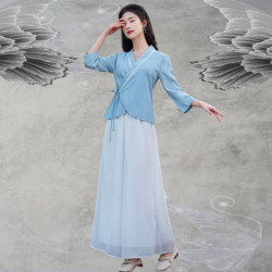 Bộ quần áo đi lễ chùa, áo lam đi chùa, trang phục đi chùa, ngồi thiền, nữ, vải đũi cao cấp, màu trắng, nâu, size S M L XL 2 XL may theo yêu cầu - Đan Thanh