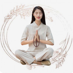 Hàng thủ công cao cấp may vẽ thêu theo yêu cầu, Quần áo đi lễ chùa, ngồi thiền, tập yoga dưỡng sinh - Bộ Minh Tuệ (cổ chéo đơn khuy)