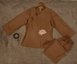 Bộ Pháp Phục, Đồ Lam Nữ Đi Chùa - Linen 2 Nút Sò - Size S,M,L,XL