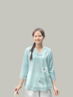 Bộ quần áo đi lễ chùa, áo lam đi chùa, trang phục đi chùa, ngồi thiền, nữ, vải voan cao cấp, màu trắng, nâu, size S M L XL 2 XL may theo yêu cầu - Sen Tuyết