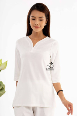 Bộ quần áo đi lễ chùa, áo lam đi chùa, trang phục đi chùa, ngồi thiền, nữ, vải đũi cao cấp, màu trắng, nâu, size S M L XL 2 XL may theo yêu cầu - Tâm Tường