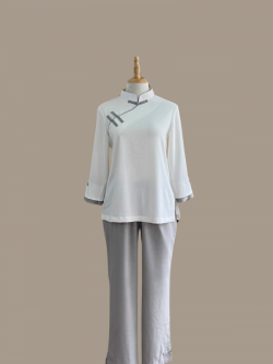 Bộ quần áo đi lễ chùa, áo lam đi chùa, trang phục đi chùa, ngồi thiền, nữ, vải đũi cao cấp, màu trắng, nâu, size S M L XL 2 XL may theo yêu cầu - An Như Ý